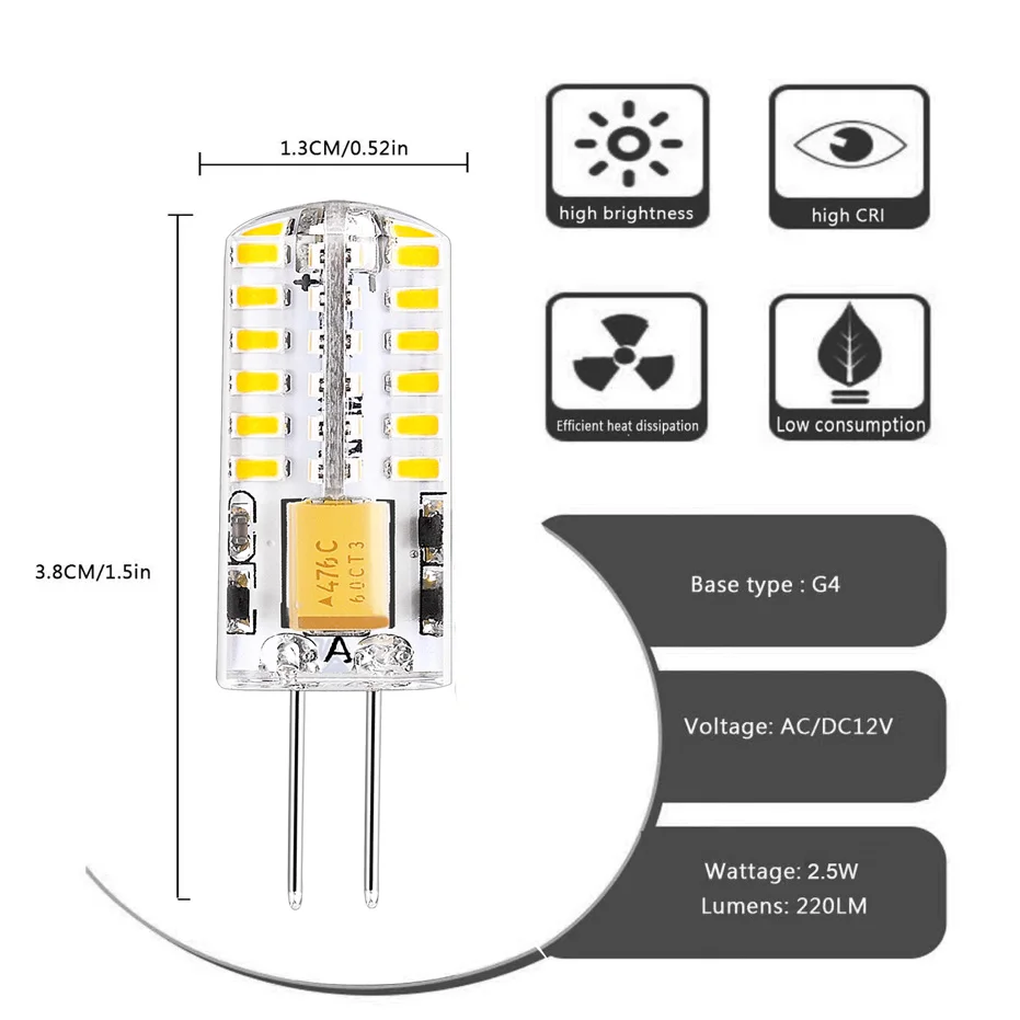 Самая низкая цена 12В мини G4 светодиодный ная лампочка smd3014 2 5 Вт 48 Светодиодный s