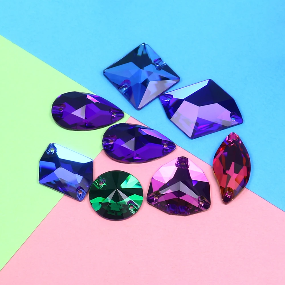 10 шт смешанные формы красочные из хрустального стекла для пошива стразы