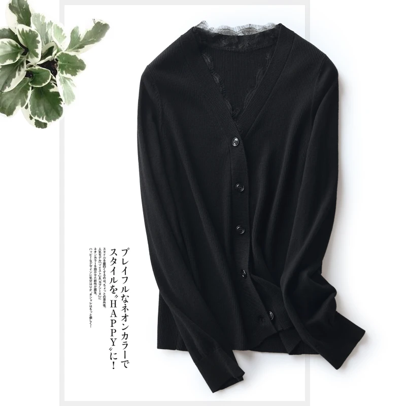 Женский кардиган VOGGIN из мериносовой шерсти свитер с v образным вырезом и длинными