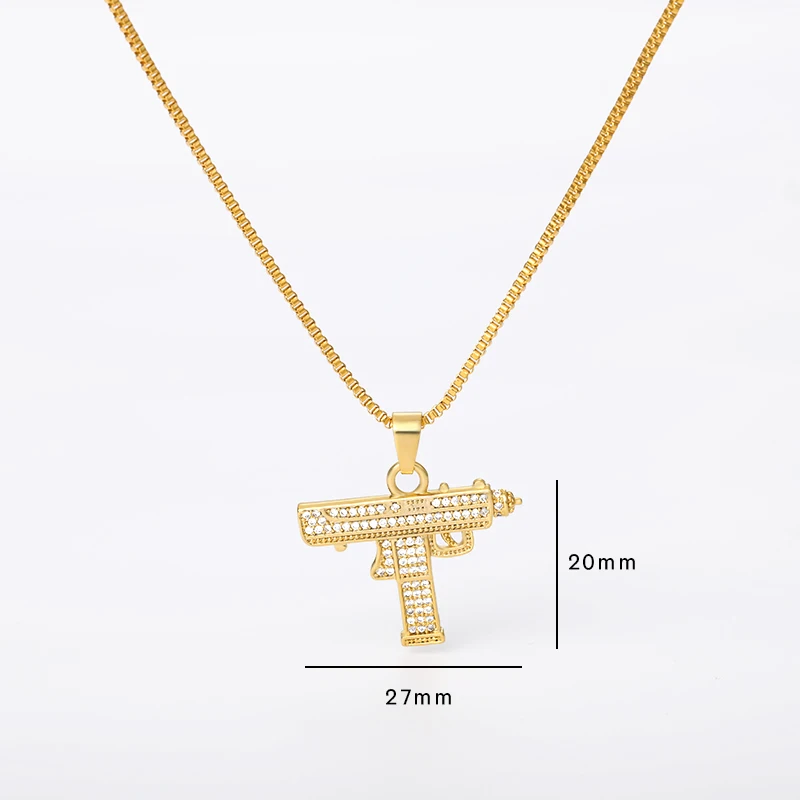 Мужская подвеска в стиле хип-хоп с золотой подставкой модель Uzi Подвеска для