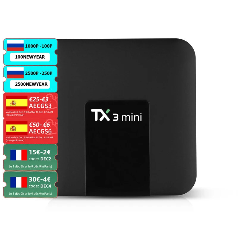 

ТВ-приставка TX3 Mini Smart TV Box Android 7,1 Amlogic S905W 1 ГБ 8 ГБ 2 Гб 16 Гб 4K H.265 2,4G wifi телеприставка медиаплеер H95 T95 ТВ-приставка