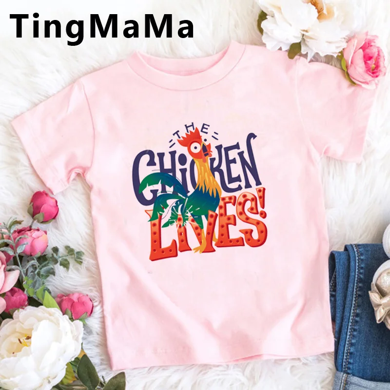 Мультяшная футболка Моана детские летние топы 2020 милая аниме розовая для девочек