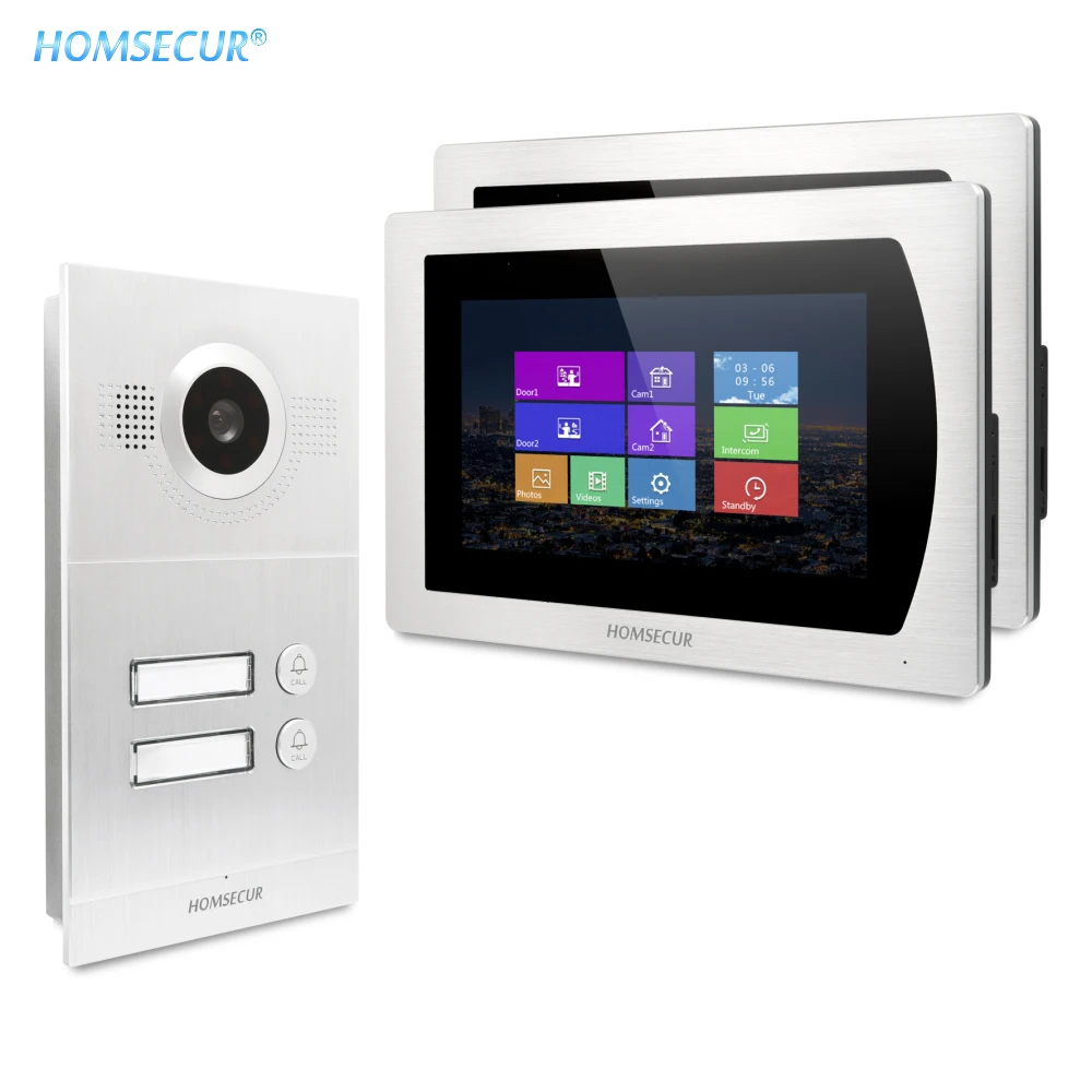 

Видеодомофон HOMSECUR 7 ", камера 800TVL, угол обзора 110 градусов, запись голосовых сообщений для 2 семей