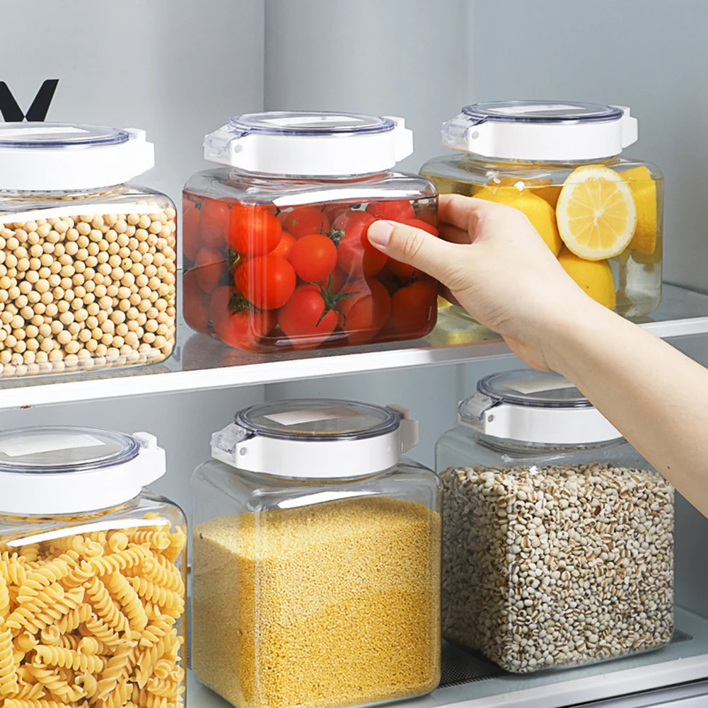 

Airtight Food Storage Container Pop Up Lid Kitchen Refrigerator Pantry Organization Transparent Sealed Canisters Supplies