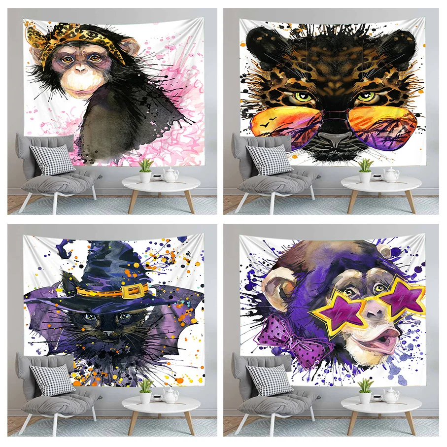 Забавные гобелены с изображением животных стене висит пляжное полотенце ткань