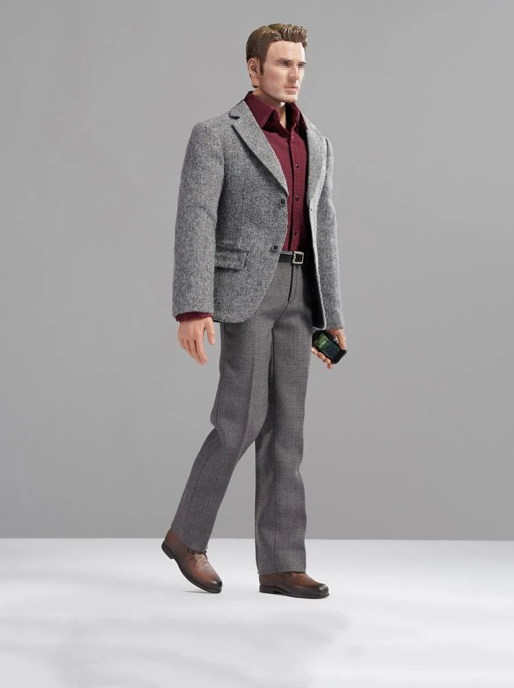 

CEN-M12 1/6 Grey Suit Coat Pants Shirt Belt with Shoes Models for 12inch Action Figure Hobbygift DIY