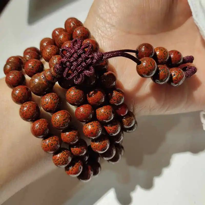 

6mm 8mm 10mm Buddhist 108 Star Moon Bodhi Seeds Rosary Old Red Lotus Bodhi Prayer Mala Necklaces BRO929
