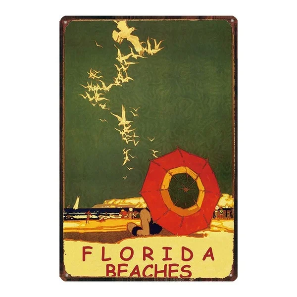 

Florida Beaches Retro tin sign nostalgic ornament metal poster garage art deco bar cafe shop
