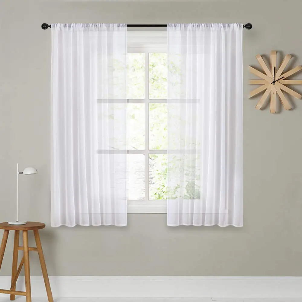 

Simple Sheer Curtains for Living Room Kitchen Bedroom Soft Hand Feeling Tulle Voile Curtain1JL041