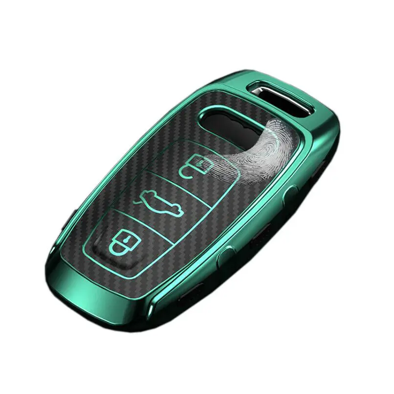 

1Pcs New Carbon Fiber Style Soft TPU Car Key Cover Case Fob For Audi A6L A7 A8L 2019