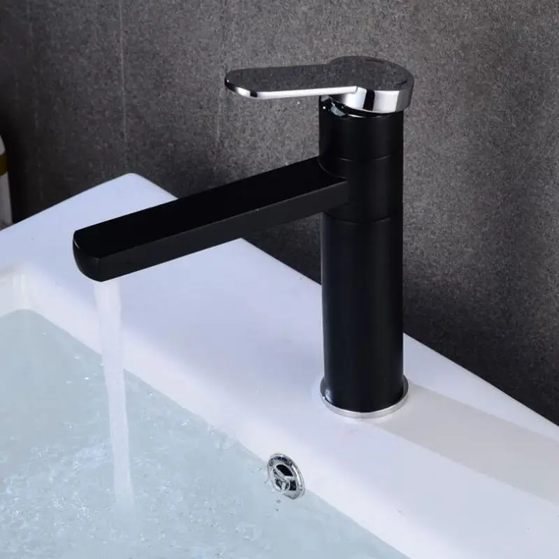 Горячий Холодный Смеситель белый кран Черный для раковины ванной комнаты на