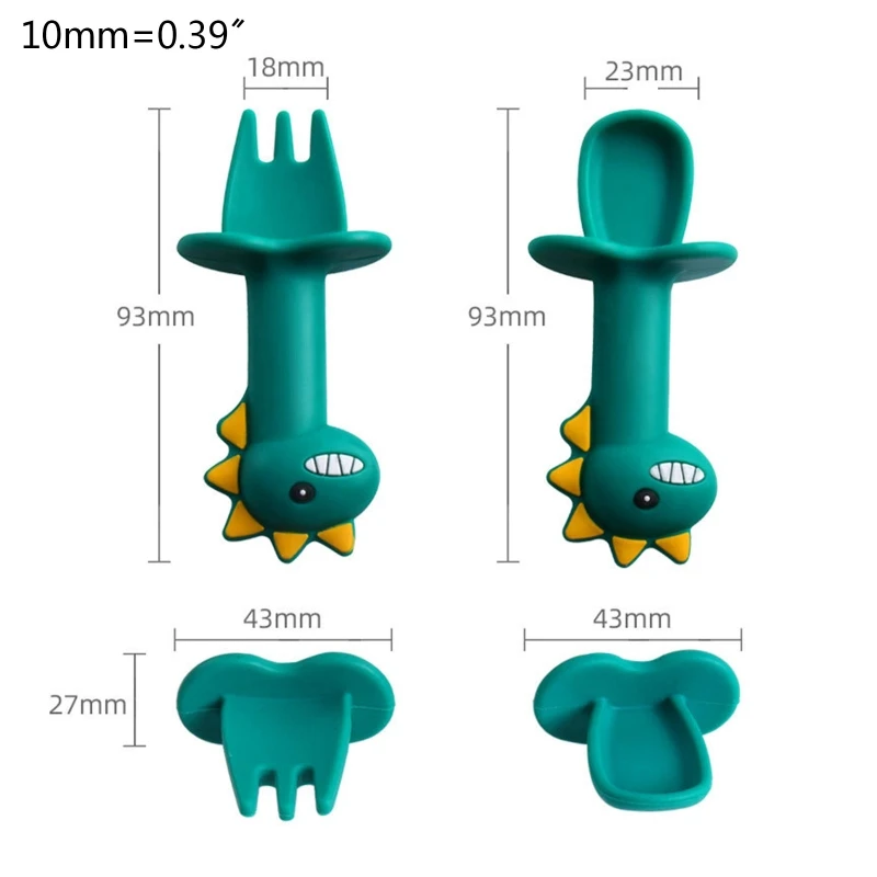 

Детские тренировочные кормления Еда чаши набор ложка и вилка Нескользящие динозавром из мультфильма силиконовая присоска, разделенный пла...