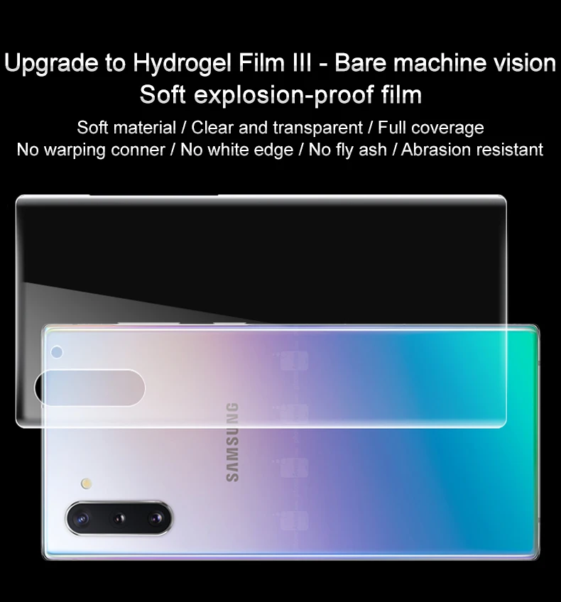 Imak гидрогель пленка для samsung Galaxy Note 10 плюс сзади спереди Экран защитный прозрачный Олеофобное