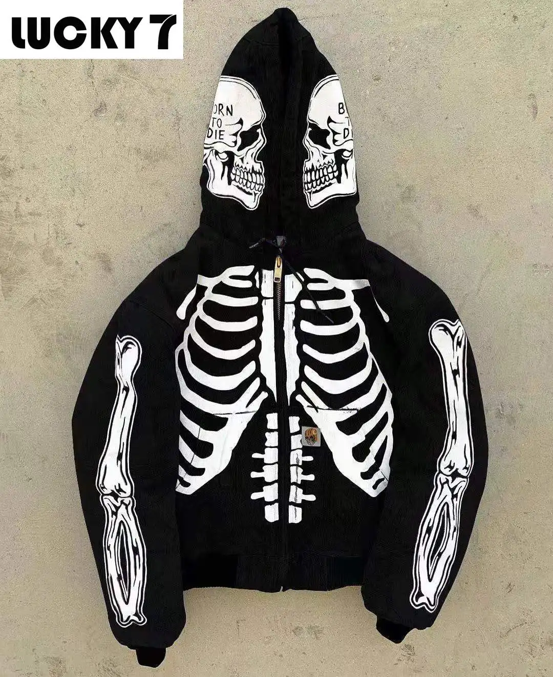

Men's Fashion High Street Cardigan Women's Hoodie Skull Painting Streetwear Sweatshirt Hip Hop Graffiti Hoodie S-4XL Large Size