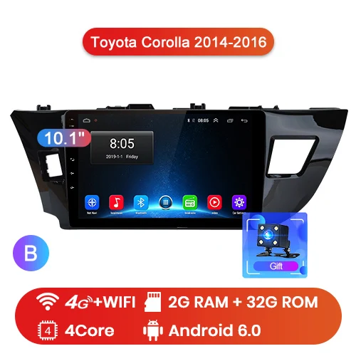 4G-WIFI 2-32GB-B Junsun V1 pro 4G+ 64G CarPlay Android 9,0 DSP для Toyota Corolla автомобильный Радио Мультимедиа Видео плеер gps RDS 2 din dvd - Цвет: 4G-WIFI 2-32GB-B