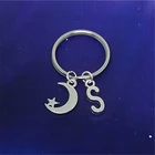 Брелок в античном стиле серебряного цвета в виде Луны и звезды, брелок в форме полумесяца, брелок для ключей