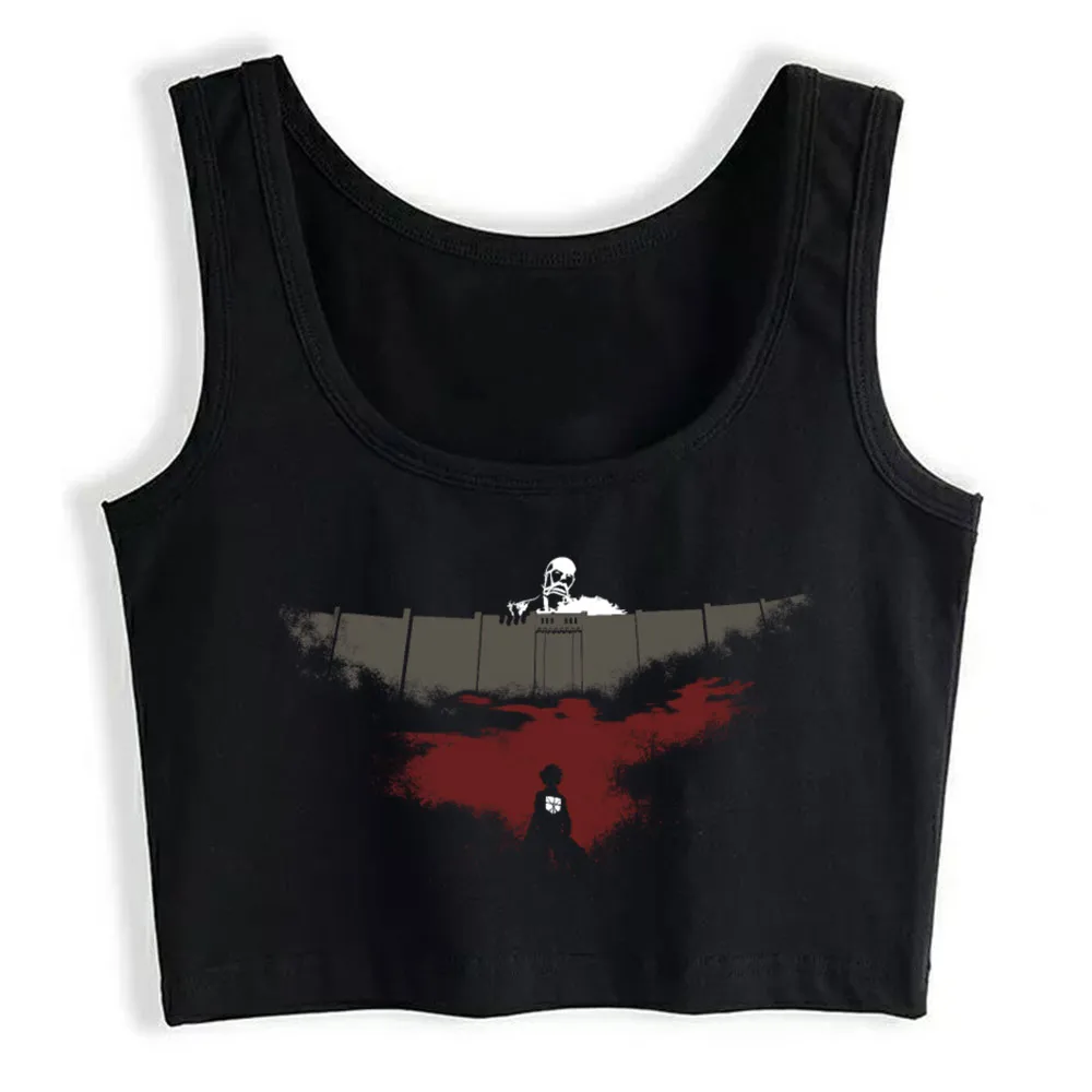 

Crop Top Female Attack On Titan O-Neck Inscriptions Sleeveless Tops Women