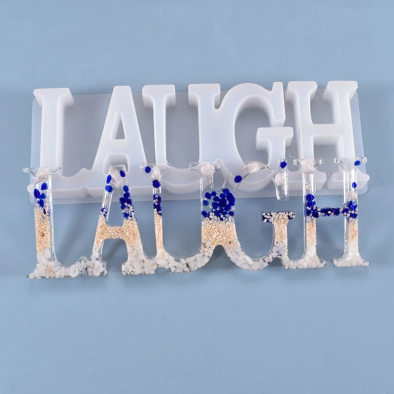 

Crystal Epoxy Resin Mold DIY LAUGH Words Doorplate Listed Casting Silicone Mould 85LF