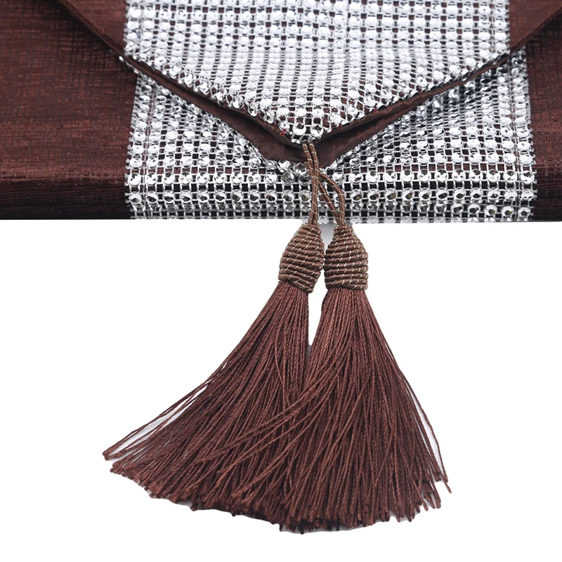 

European Fashion Table Flag Shining Diamond Stripes Decor Table Runner Solid Color With Shining Stripes Table Art Cloth