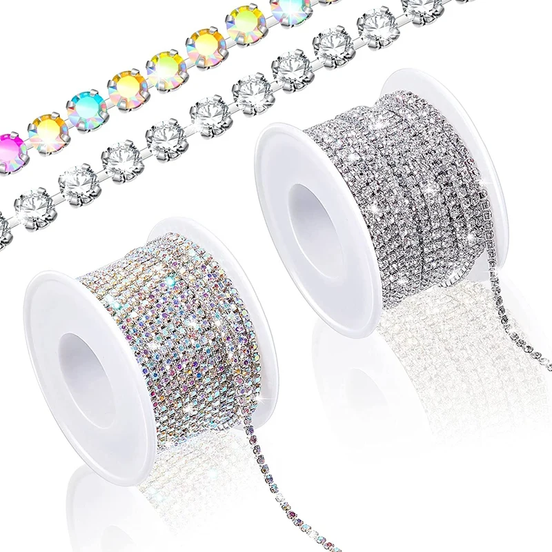 

20 Yards 2.5 MM Crystal Rhinestone Close Chain Trim, Rhinestones Chain For Crafts Sewing DIY Jewelry Wedding Decoration