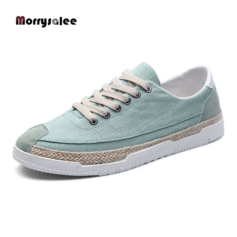 2022 New Summer Flat Bottom Men Shoes High Quality Comfortable Breathable Linen Sneakers Man Fashion Retro Straw Espadrilles
