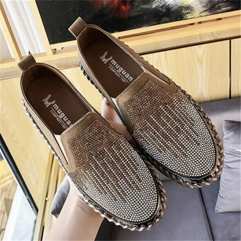 

New platform women's shoes rhinestone flat bottom fashion casual women sneakers breathable and comfortable womens loafers