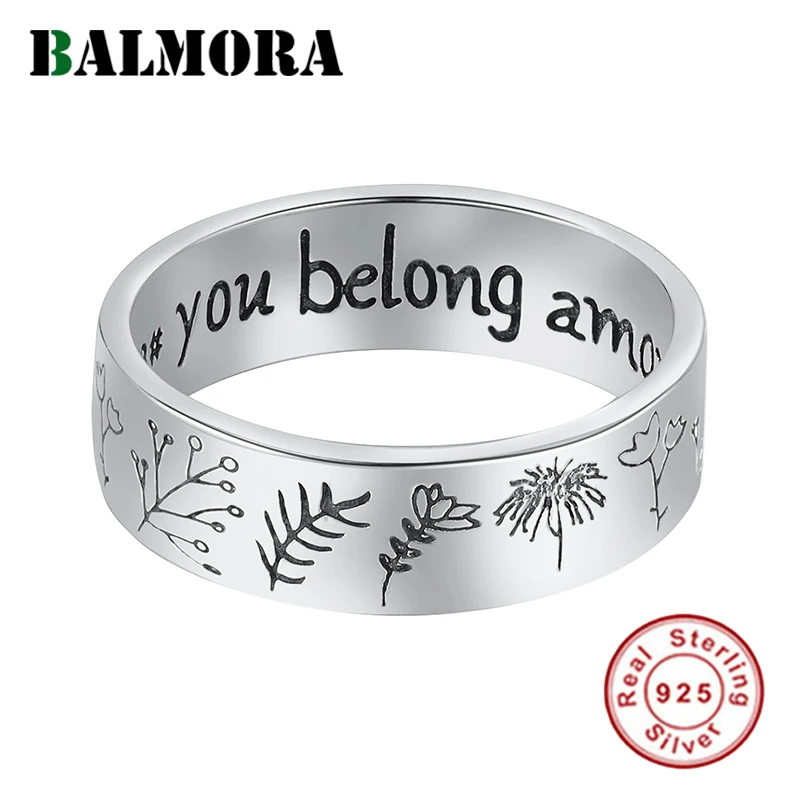 

BALMORA 925 Silver Vintage Simplicity Carved Flower Ring For Girl Men Delicate Wildflowers Floral Daisy Handmade Ring for Female