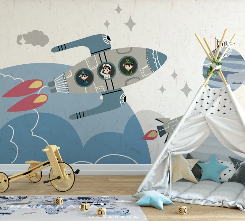 Космический корабль детская комната игрушечная фон Стена Для Мальчиков Спальня