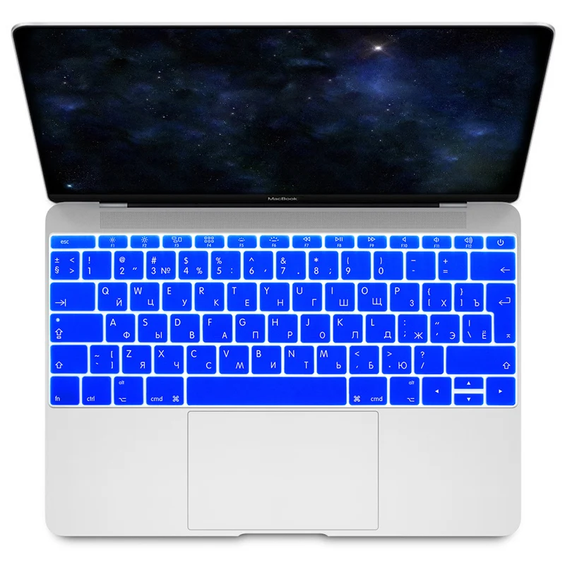 Чехол для клавиатуры силиконовый Macbook Pro 13 A1708 (2017 Release No Touch Bar) 12 A1534 Retina русский