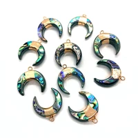 wholesale custom multiple natural abalone shell moon pendant gold loop small pendant for fashion jewelry earring charm designer