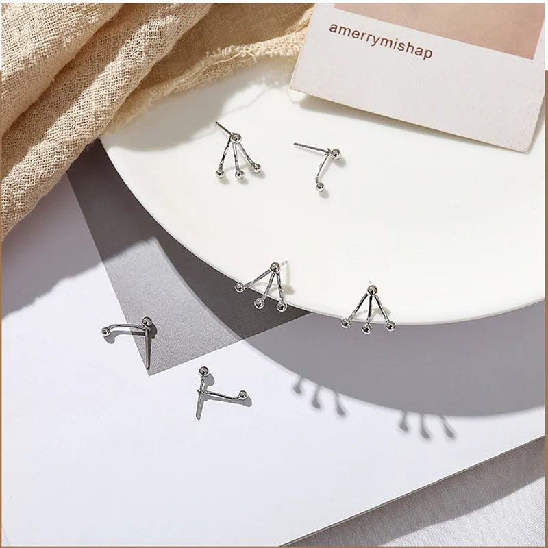 Женские серьги с бусинами WTLTC серьги-пусеты в горошек спереди и сзади из