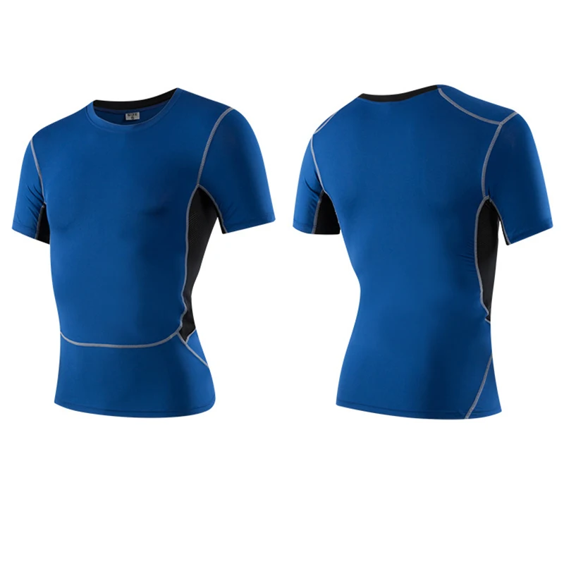 

Patchwork Tshirts for Men Joggers Compression Tops Base Layer Jogging Fitness Short Sleeve Muscle Mens Tees