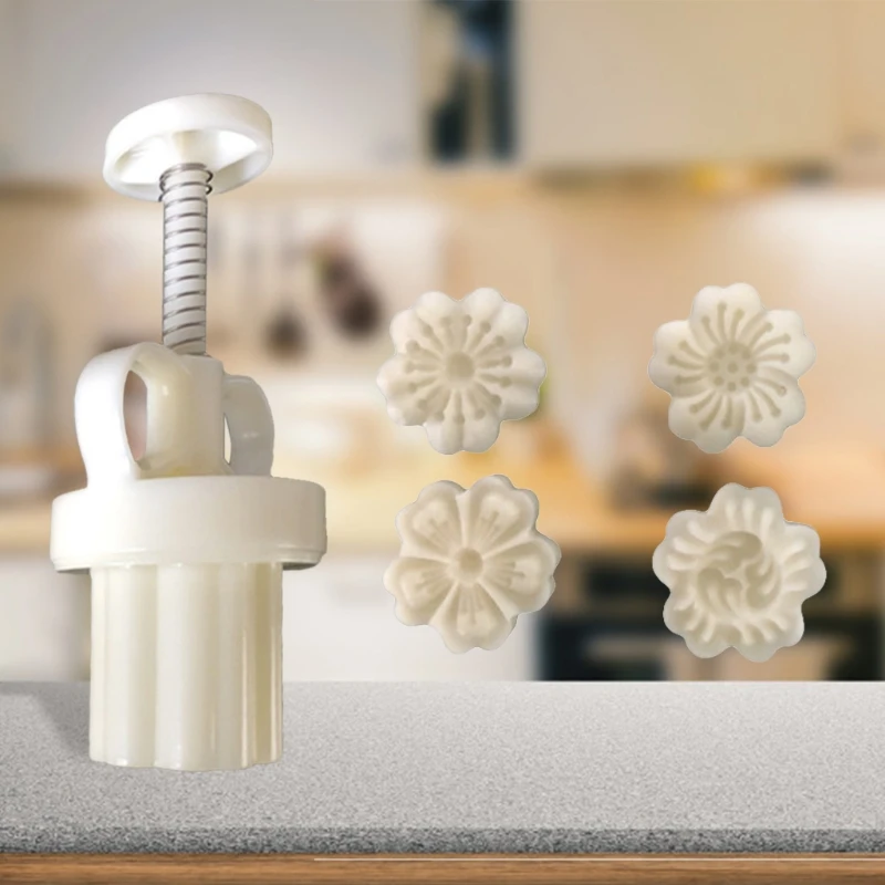 

Mooncake Mold 25g Cherry Blossoms Stamp Cake Cookie Mould Cutter Hand Pressure Food Grade Baking Accessories