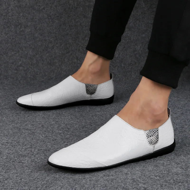 

Мужские повседневные туфли в горошек, туфли на плоской подошве для вождения, кожаные удобные и дышащие универсальные уличные легкие туфли