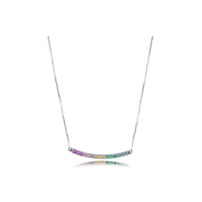 

YPD84 925 Pure Silver Colour Smile Zircon Pendant Lady's Necklace Pure Silver Colour Zircon Earrings Necklace with Gifts
