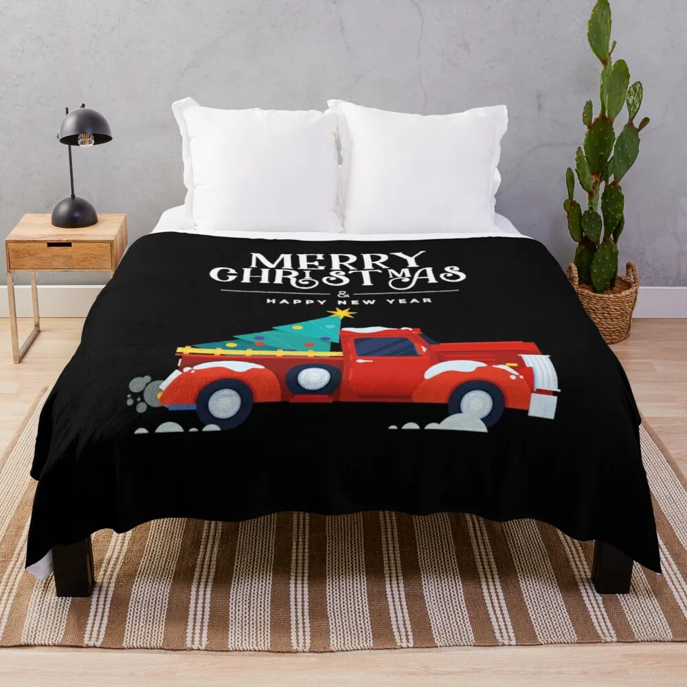 

Merry Christmas and Happy New Year Throw Blanket Print on Demand Decorative Sherpa Blankets for Sofa bed Gift