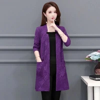 spring and autumn womens printed long sleeve jacket womens mid length cardigan unbuttoned casual jacket