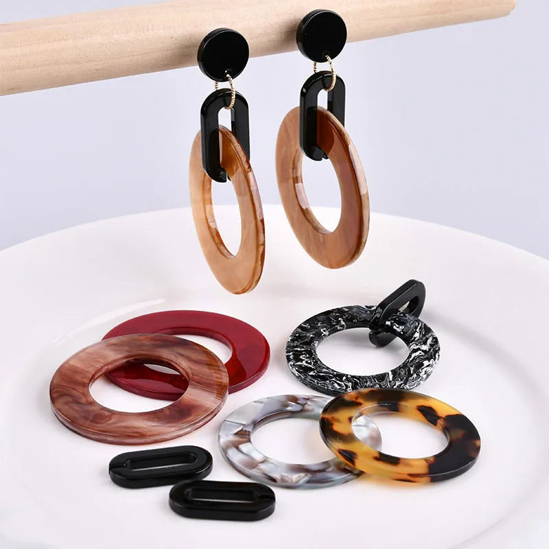 South Korean temperament retro water stripe Acetoic acid round ear decoration material package DIY earrings clip accessories | Украшения и