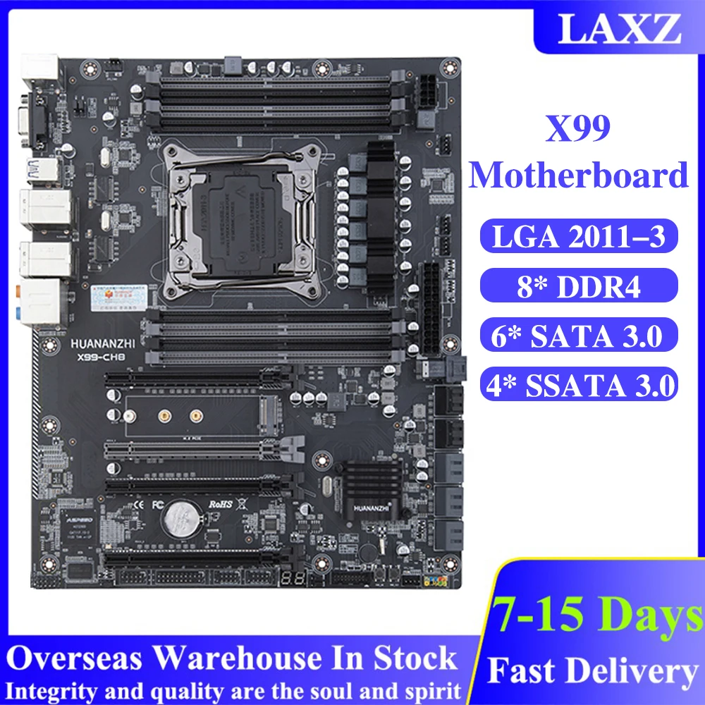 

HUANANZHI X99-CH8 Motherboard 4 Channel 8* DDR4 Memory Slot 6* SATA 3.0 4* SSATA 3.0 M.2 NVME U.2 LGA 2011-3 ATX PC Mainboard