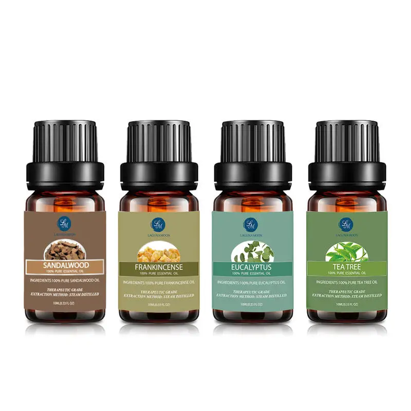 

Lagunamoon Sandalwood Tea Tree 10ML 4Pcs Natural Pure Essential Oil Set Aromatherapy Humidifier Ship From US