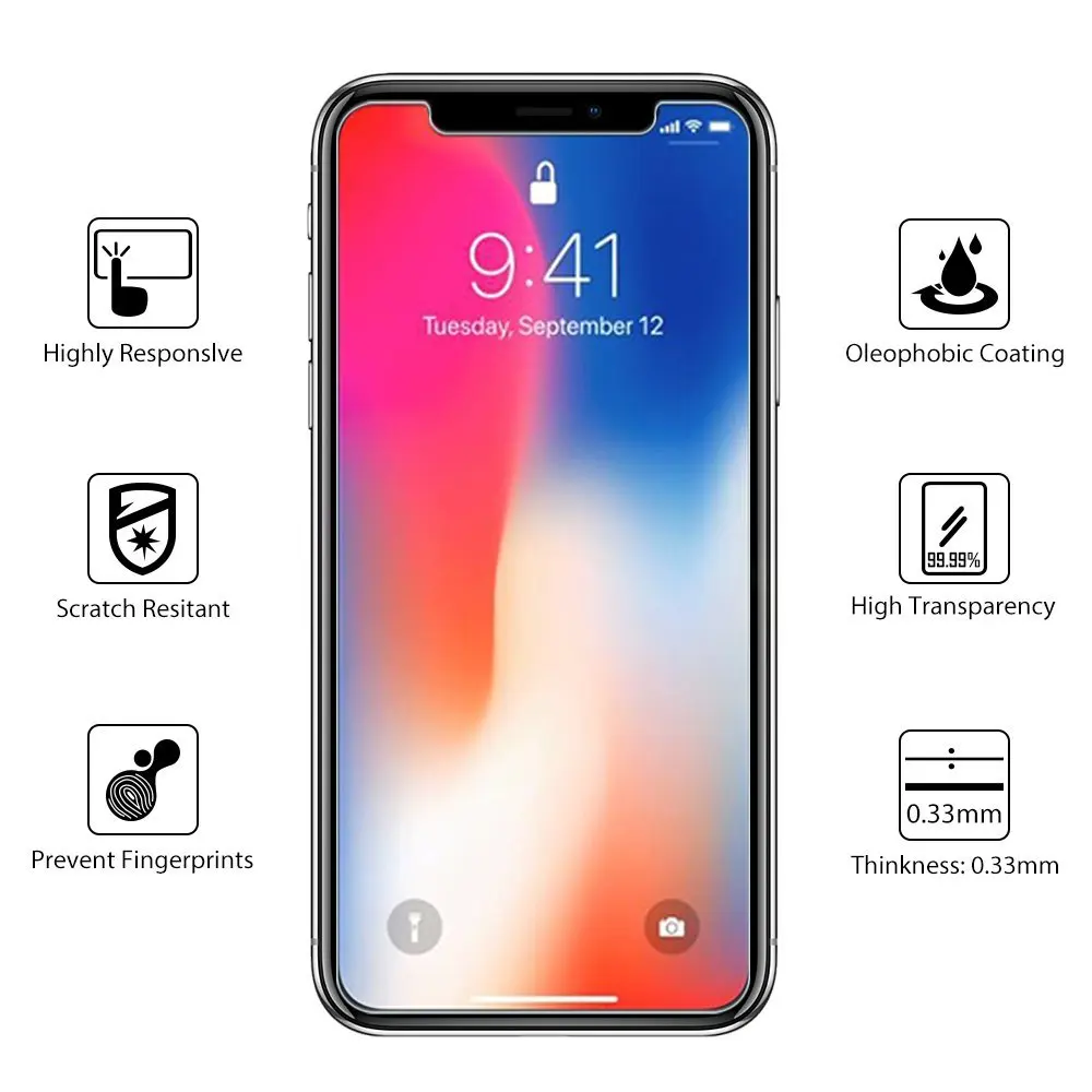 Закаленное стекло 9H для iPhone 11 Pro XI XR XS Max X 8 7 7Plus 6 6S Plus 5 5S 8Plus защитная пленка экрана