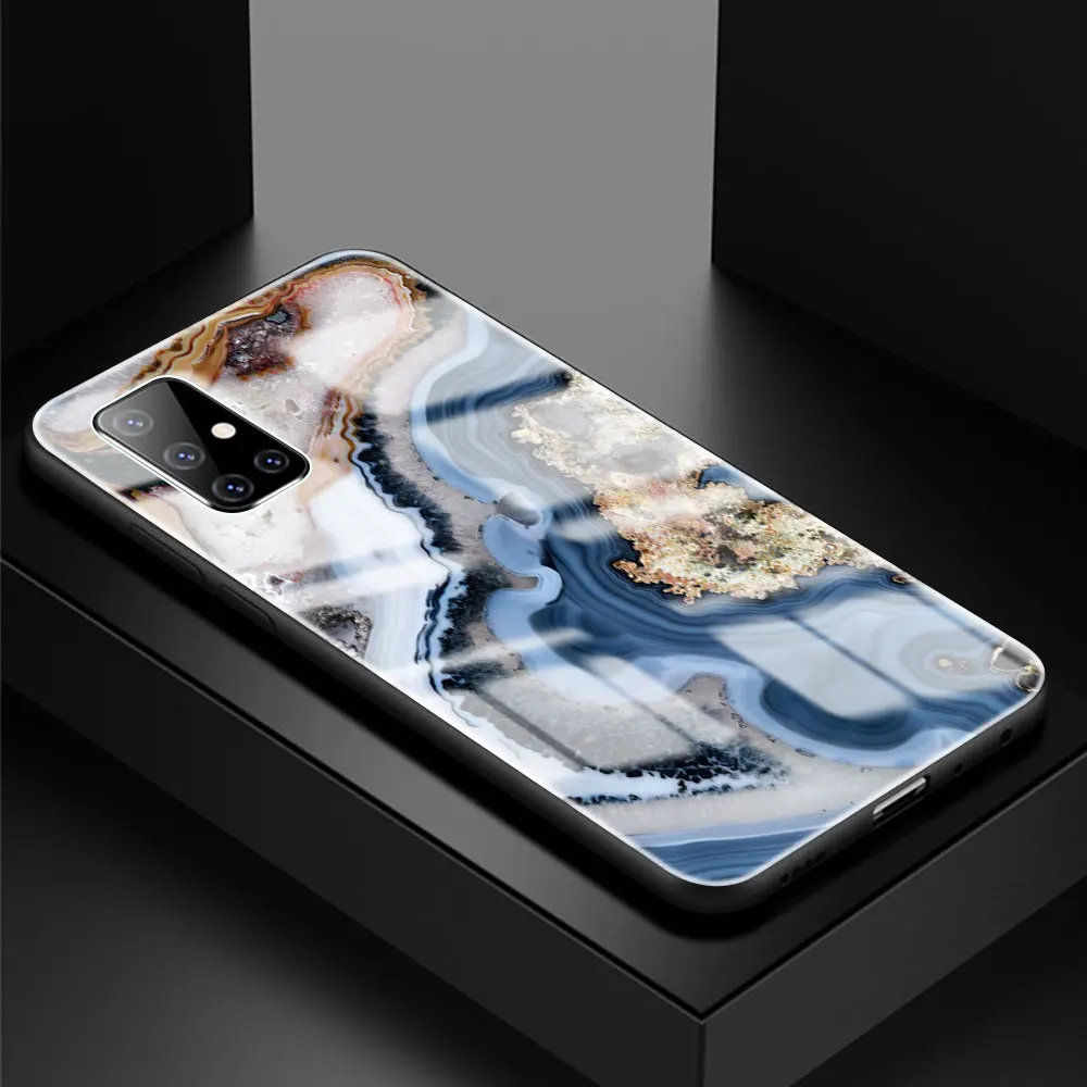 

Fashion Phone Case for Samsung Galaxy A51 A50 A71 A70 A31 A21s A40 A41 A30 Tempered Glass Back Cover Marble