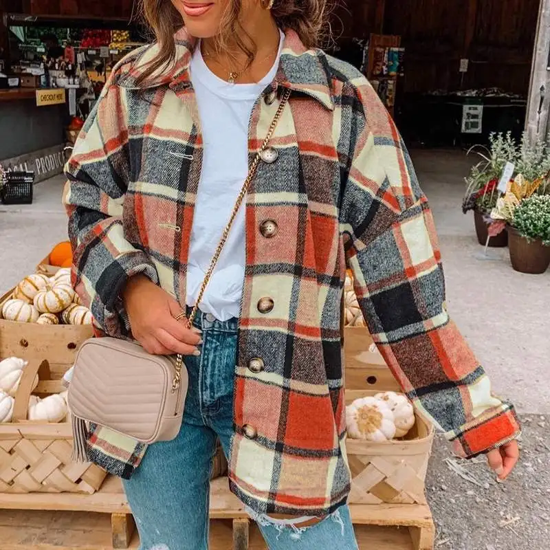 

Женская клетчатая рубашка VONDA 2021, повседневные офисные рубашки с длинным рукавом, женские топы с воротником с лацканами, богемные праздвече...