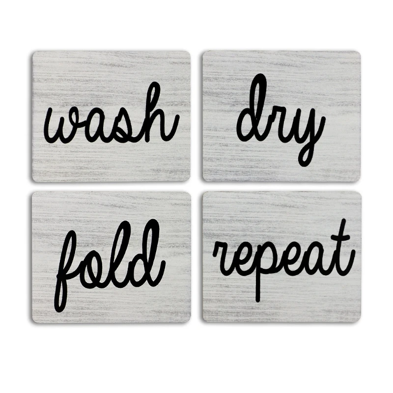 

4pcs Unframed Laundry Room Signs Set Wash Dry Fold Repeat Wall Pictures Art Decor Home Farmhouse Decorations