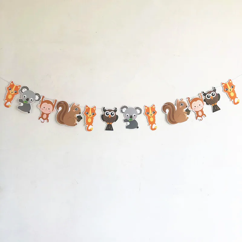 flag 12pcs Новые прекрасные джунгли животные тарелки для вечеринки салфетки чашки попкорн коробка Лев вечерние флаг посуда для детского дня рождения вечерние поставки - Цвет: flag 12pcs