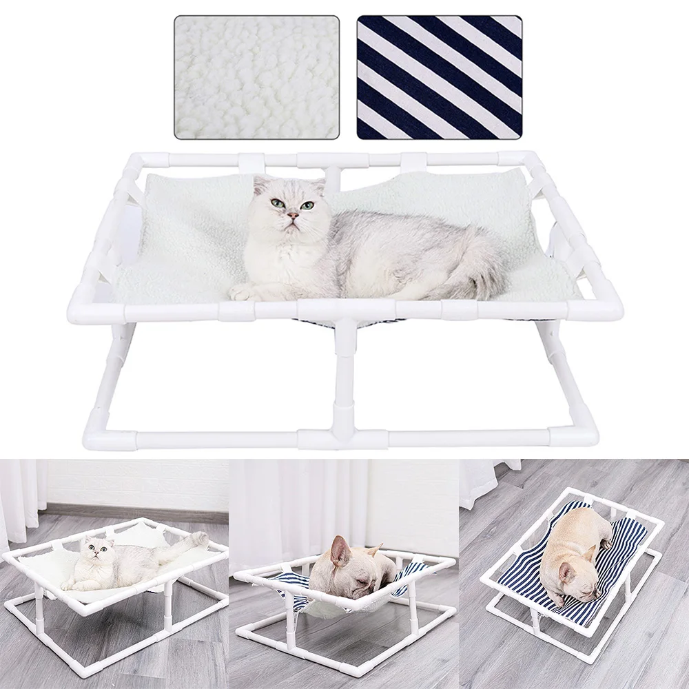 

Cat Bed House Cat Hammocks Elevated Bed Wood Canvas Cat Lounge Bed for Small Dogs Rabbit Cats Durable Canvas Pet House Supplies