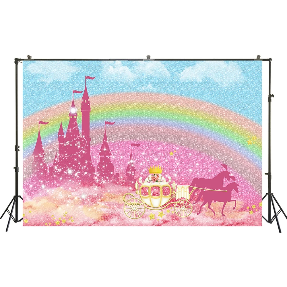 

HUAYI Photography Backdrop Birthday Party Desserts Table Decor Photo Background Castle Princess Pumpkin Car Baby Shower W-3616