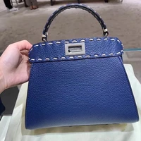 new genuine leather mini peekabo party shoulder purse bag for women luxury brand design letter embroidery small female handbag