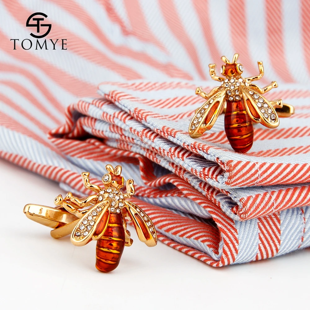 Рубашка TOMYE запонки унисекс высокое качество золото серебро Пчела хрустальный