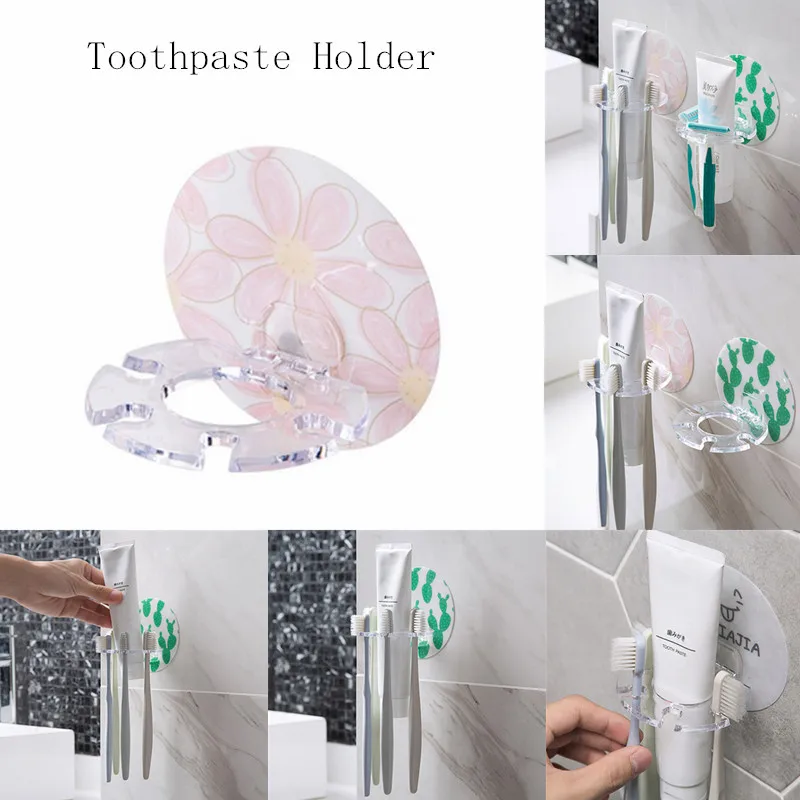 

3 Colors Multifunction Waterproof Home Strong Suction Self-adhesive Toothpaste Storage Rack Punch-free Toothbrush Holder